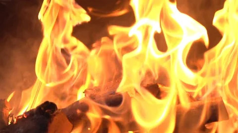 The wood is burning in the fireplace. Stock-Footage 119984598