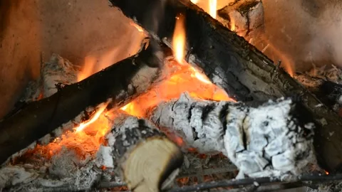 Wood burning in fireplace Video stock 137705594
