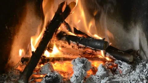Wood burning in fireplace Video stock 137705688