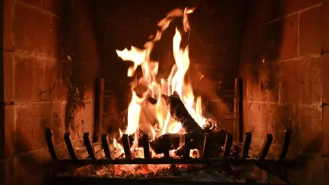 Wood burning in fireplace Stock Footage 260414912