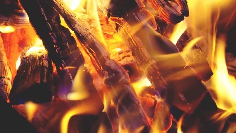 Wood burning in the grill Stock Footage 87733882