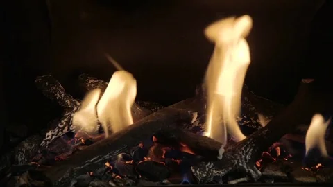Wood burning in a heating Stock Footage 72559063