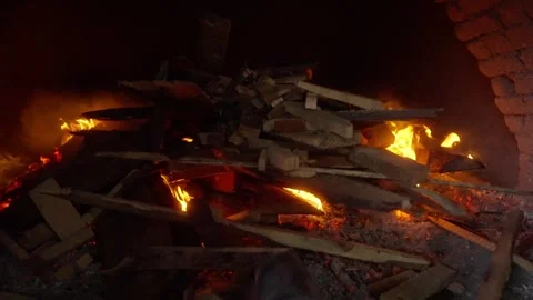 Wood Burning Inside Rum Distillery Brick Furnace Stock Footage 341511866