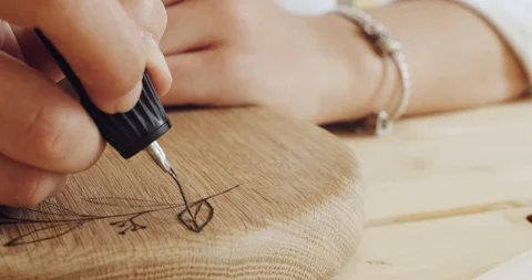 Wood Burning Process In Workshop Stock Footage 125913647