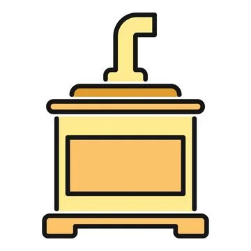 Wood burning stove icon for solid fuel home heating 库存插图