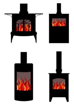Wood Burning Stoves Stock Illustration
