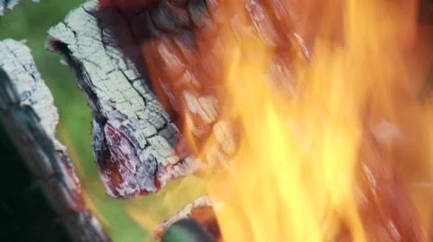 Wood Burning with tilt up Stock Footage 8950849