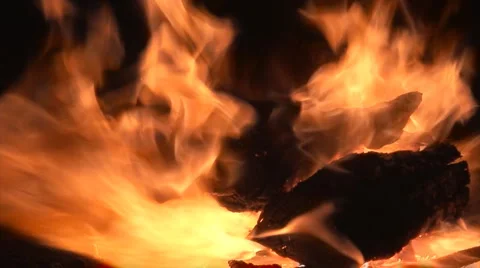Wood burns in the fire Stock Footage 2205939