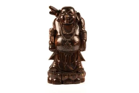 Wood carved representing fat Buddha Stock Photos
