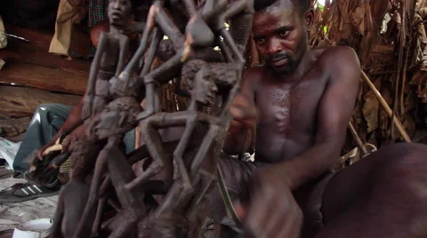 WOOD CARVERS AFRICAN Stock Footage 41809752