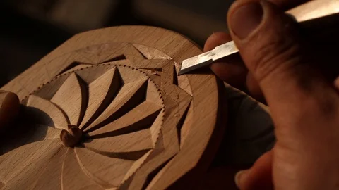 Wood carving. Chisel Stock Footage 99559961