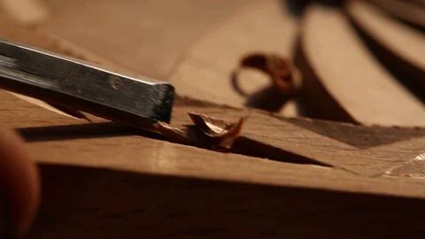 Wood carving. Chisel Stock Footage 99560154