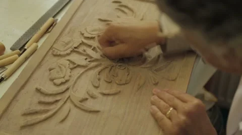 Wood Carving, Sculp Stock Footage 42004826