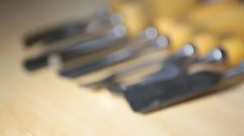 Wood carving tools 스톡 동영상 12381638