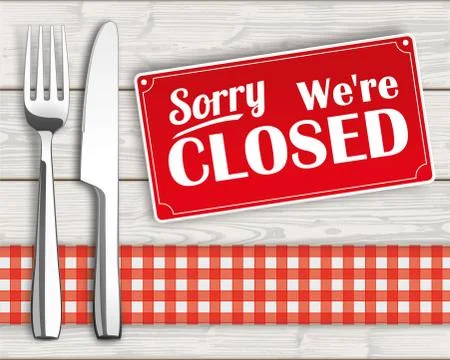 Wood Checked Cloth Knife Fork Sign Closed Stock Illustration