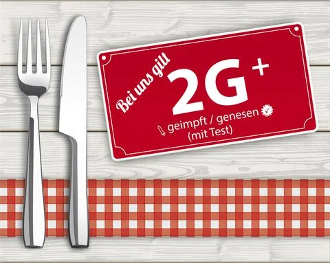 Wood Checked Cloth Knife Fork Sign 2G Plus Stock Illustration