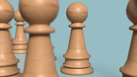 Wood chess on blue background image 3d rendering.. Stock Illustration