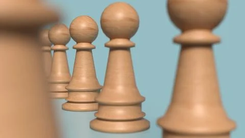 Wood chess on blue background image 3d rendering.. Stock Illustration