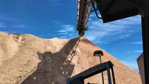 Wood Chip Machine Processing Chips at a Wood Pellet Plant. Stock Footage 274549578
