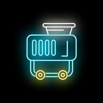Wood chipper machine glowing neon line icon Stock Illustration