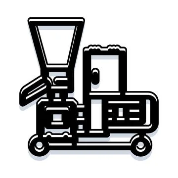 Wood chipper machine processing branches for landscaping 스톡 일러스트