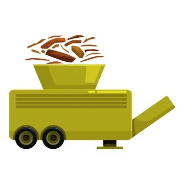 Wood chipper processing wood chips, garden waste recycling 스톡 일러스트