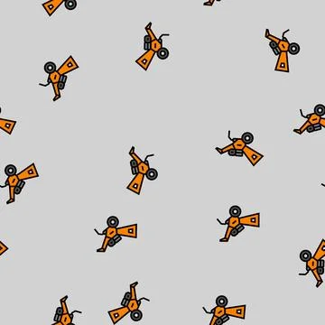 Wood chipper tractor vector seamless pattern 스톡 일러스트
