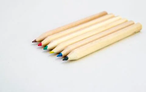 Wood colored crayons Stock Photos