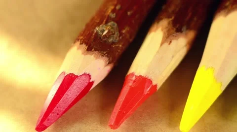 Wood Colour Pencils on Brown Paper Background.  Close Up View Видео 59087170