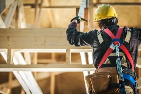 Wood Construction Worker.  Stock Photos
