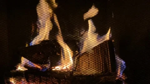 Wood consumed in a chimney fire with large flames Stock Footage 333416639