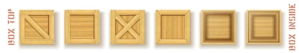 Wood containers top view vector object set Stock-Illustration
