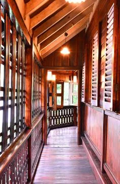 Wood corridor Stock Photos