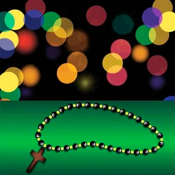 Wood Cross on Green Table. Stock Illustration