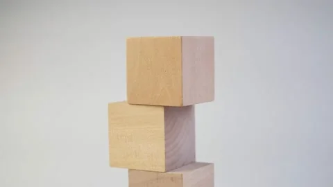 Wood cube rotate close up  Stock Footage 171765504