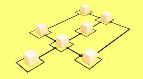 The wood cubes on chart yellow background for business concept 3d rendering . Ilustración de archivo