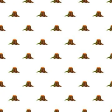 Wood cut stumps repeating in an endless pattern on a white background Illustrazione stock