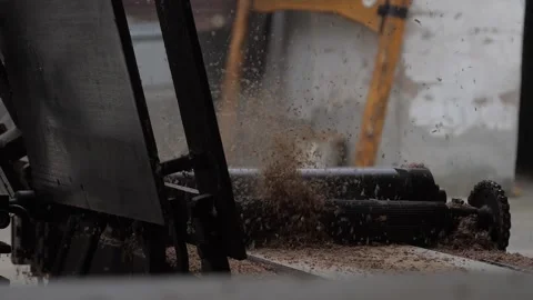Wood Cutting Machine Board Log In A Sawmill Slow Motion Stock Footage 316909534