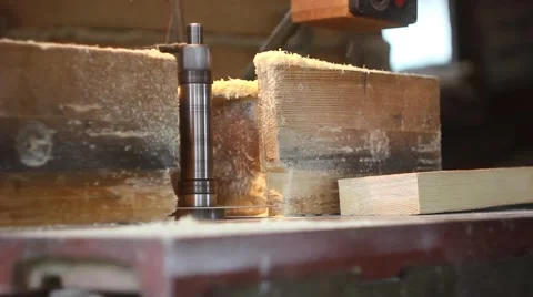 Wood cutting machine Stock Footage 66445880