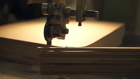 Wood cutting machine Stock Footage 128369107