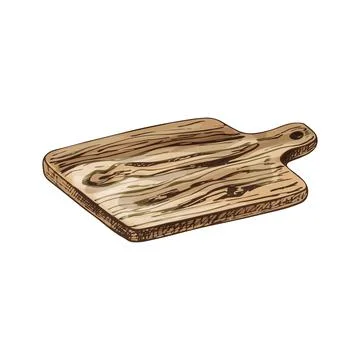 Wood cutting rectangular board. Vintage hatching monochrome black illustratio Stock Illustration