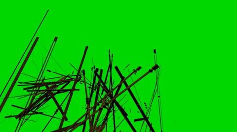 Wood debris explode - isolated green screen footage Clip 1 Stock-Footage 33643588