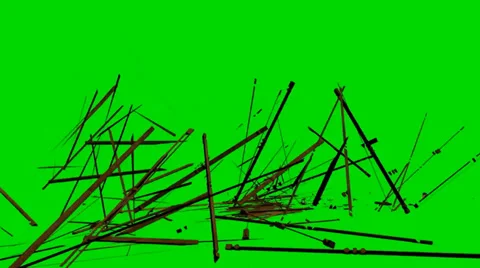 Wood debris explode - isolated green screen footage Clip 3 Video stock 33643827