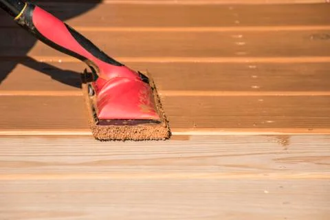 Wood Deck Staining Stock-Fotos