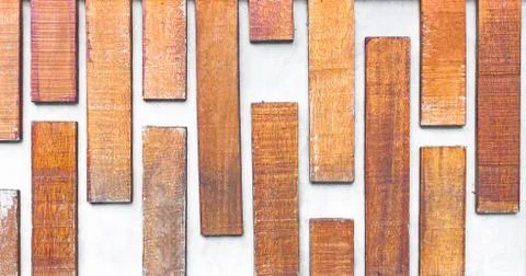Wood design on the wall background texture close up Stock Photos