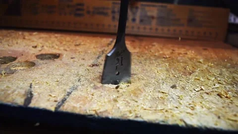Wood Drill Bit Close Up Stock Footage 147091866