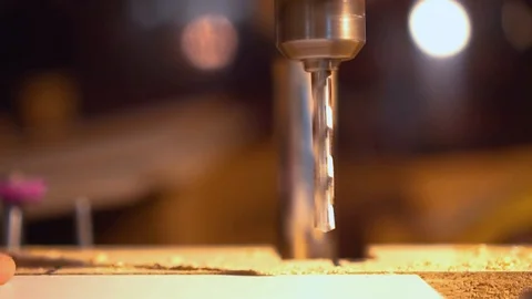 Wood drill drills wood material Stock Footage 122004853