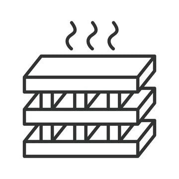 Wood drying, icon in line design. wood drying, timber drying, lumber kiln drying Stock Illustration