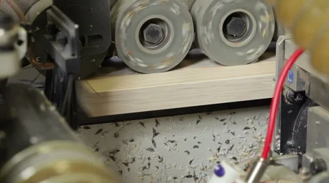Wood edging machine in action - closeup Stock Footage 35736506
