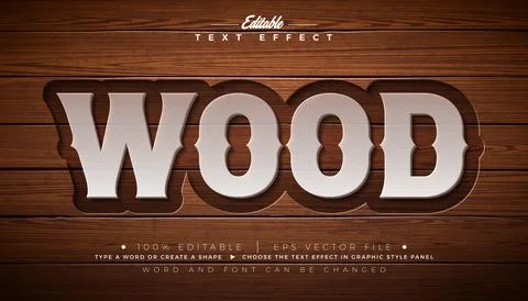 Wood Editable Text Effect Design Vector Graphic Style with Vintage Western Ty 库存插图